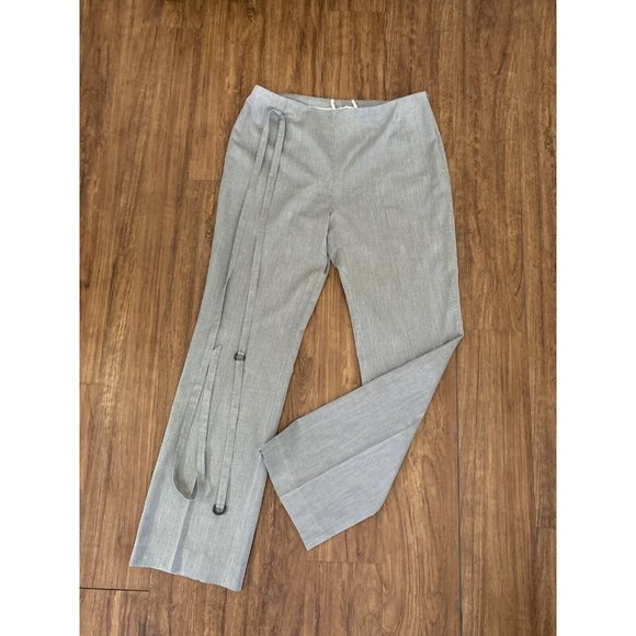 Akris Punto Gray Pinstripe High Rise Wide Leg Pants 8/ 32" X 30" Side Zip Belt - Picture 14 of 16